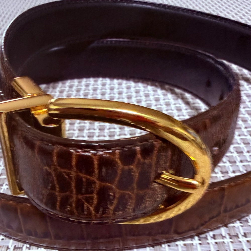 LRL Reversible Belt. Crocodile Embossed Pattern Belt.